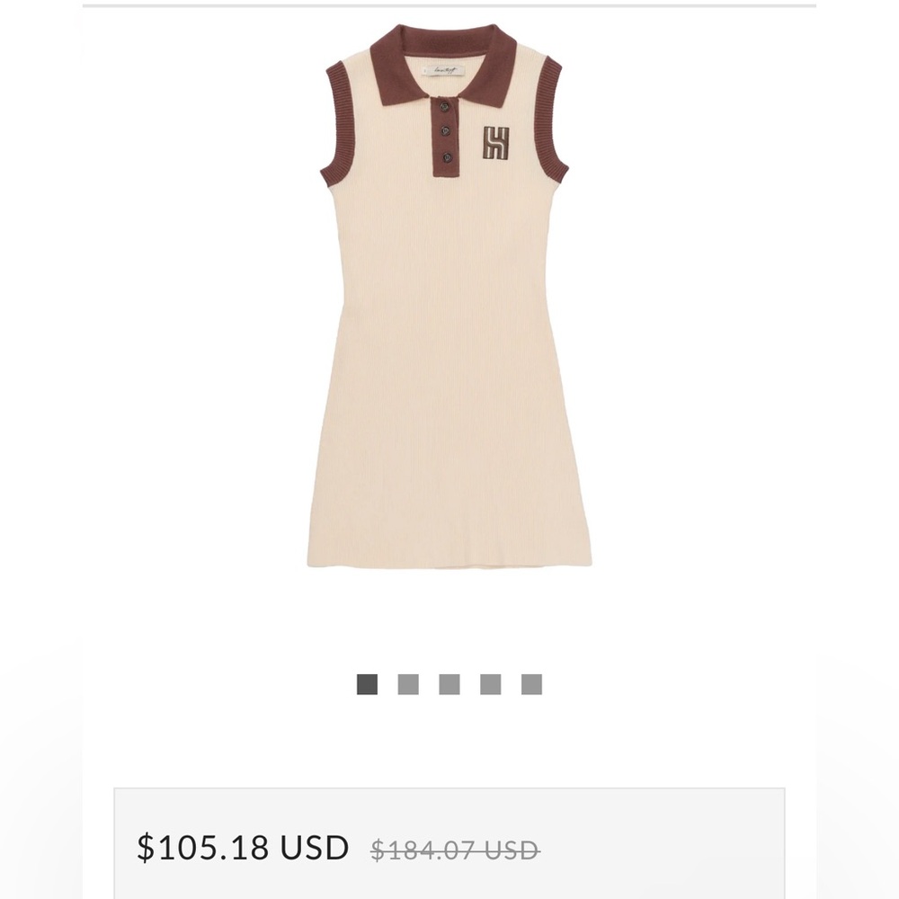 Honor The Gift Womens Ribbed Tennis Dress In Cream And Brown Polo Xl Nwt — image 5 of 8